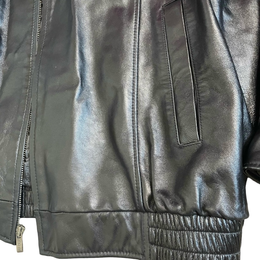 M. Julian Genuine Leather Black Mens Zip Up Jacket Size 2XL - Picture 9 of 16